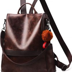 Leather Backpack with Bow, Small Backpack, Cute Casual Travel Backpack for Girls and Women (M)