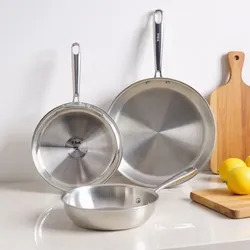 T-fal pro tri-ply stainless steel 8 , 10.25 , 12 inch fry pan set
