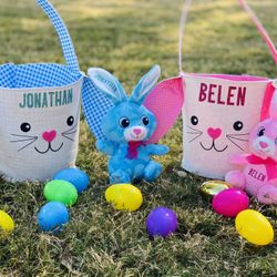 Easter Bunny Buckets,  Easter Bunny Baskets Personalized 
