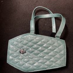 Lux De Ville Coffin Handbag Coffin Purse blue Glitter sparkle pin up rockabill