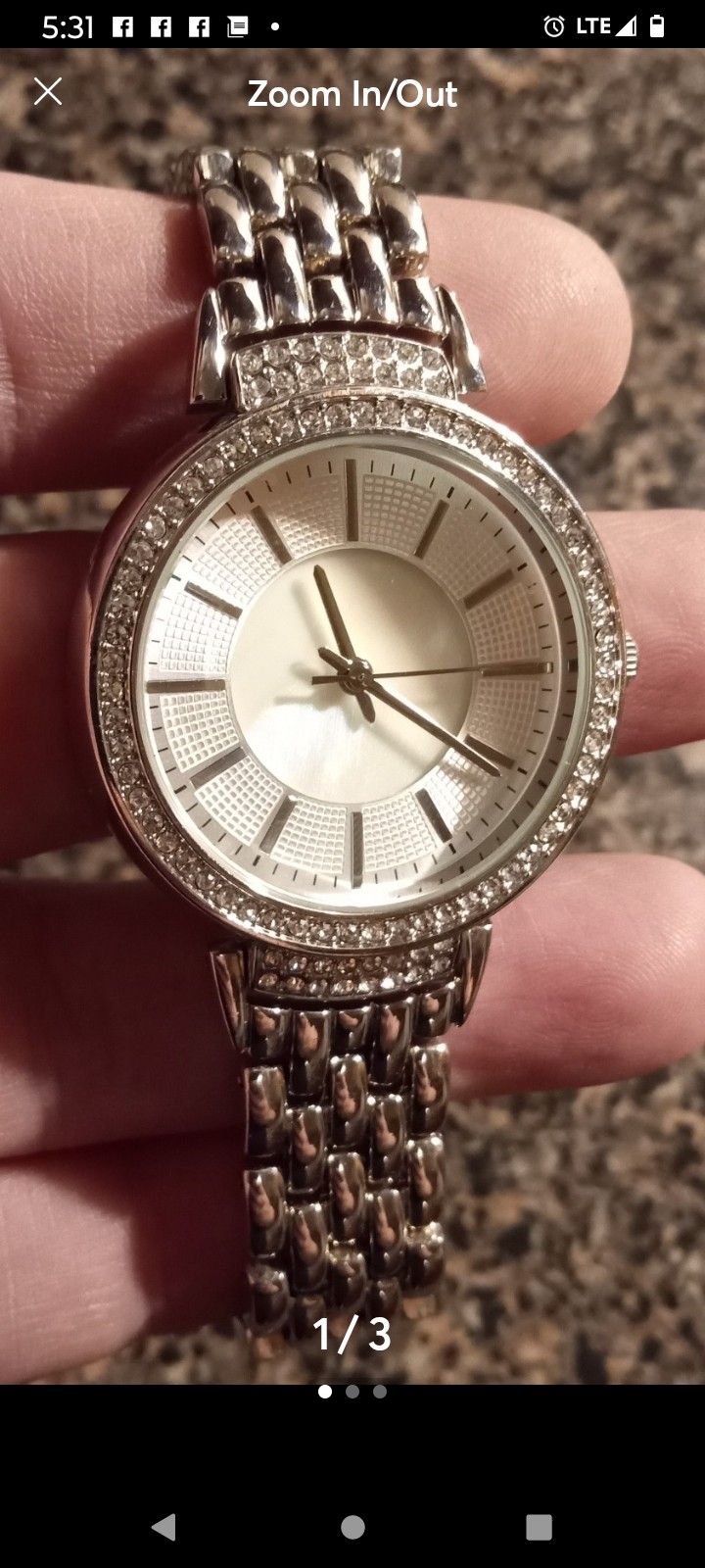 LADIES WATCH/SILVER TONE/RHINESTONES AROUND THE DIAL