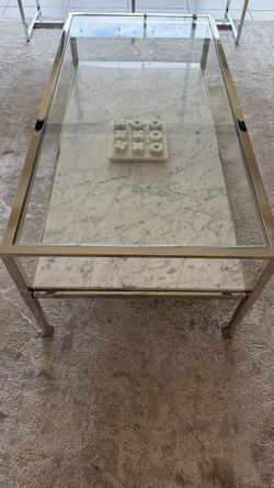 Pottery Barn Marble & Glass Coffee Table ā Chrome Frame