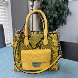 Michael Kors Yellow Snake Print Handbag