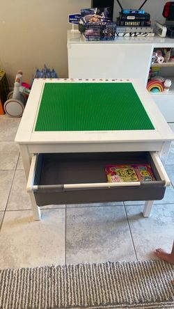 White Kids LEGO Activity Table with Storage Bins