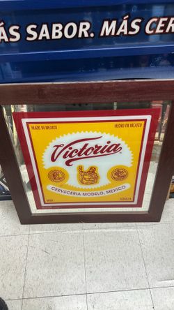Rare Large VICTORIA Cerveza Mexican Beer Mirror Bar Sign 31.5" Cerveceria Modelo