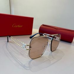 Womens Cartier Double Bridge Square Frame Aviator Sunglasses