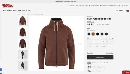 NEW SEALED Fjallraven Övik Men's Fleece Hoodie Large, Autum Leaf + Deep Forest