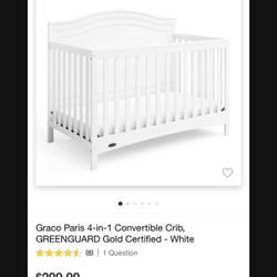 Graco Paris 4-in-1 Convertible Crib, GREENGUARD Gold Certified - White