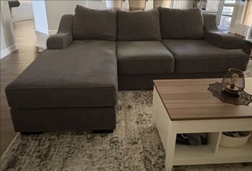 Gray Fabric Sofa and Love Seat
