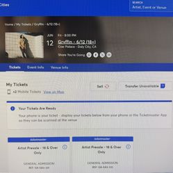 2 Gryffin Tickets Daly City SF 6/12