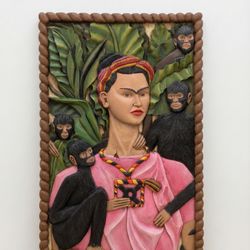 Frida Kahlo – Hand-Carved Wood Art Panel | 32” x 50” x 2” | One-of-a-Kind Statement Piece