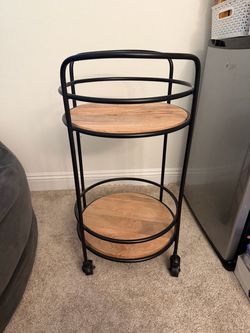 2-Tier Round Bar Cart with Wheels