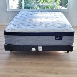 Like-New Queen Serta Pillowtop Mattress / Boxspring / Frame Bed