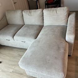 Beige Pull Out Couch - REVERSIBLE 