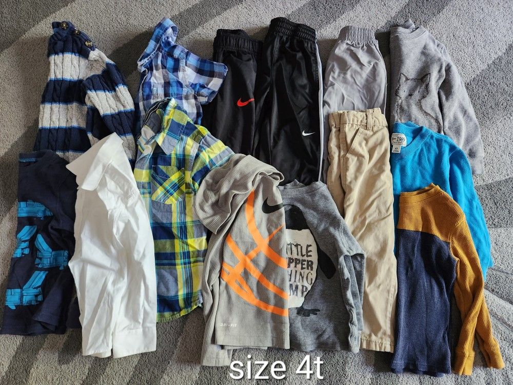 Boys 4T Clothing Lot 14 Pc – Shirts Pants Hoodies Sweaters – Toddler Clothes Bundle