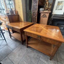 Mid Century Made By Baker Endtables With Drawers 