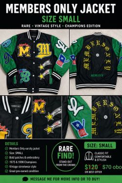 🔥 Members Only Varsity Jacket – Size Small 🔥Rare Piece