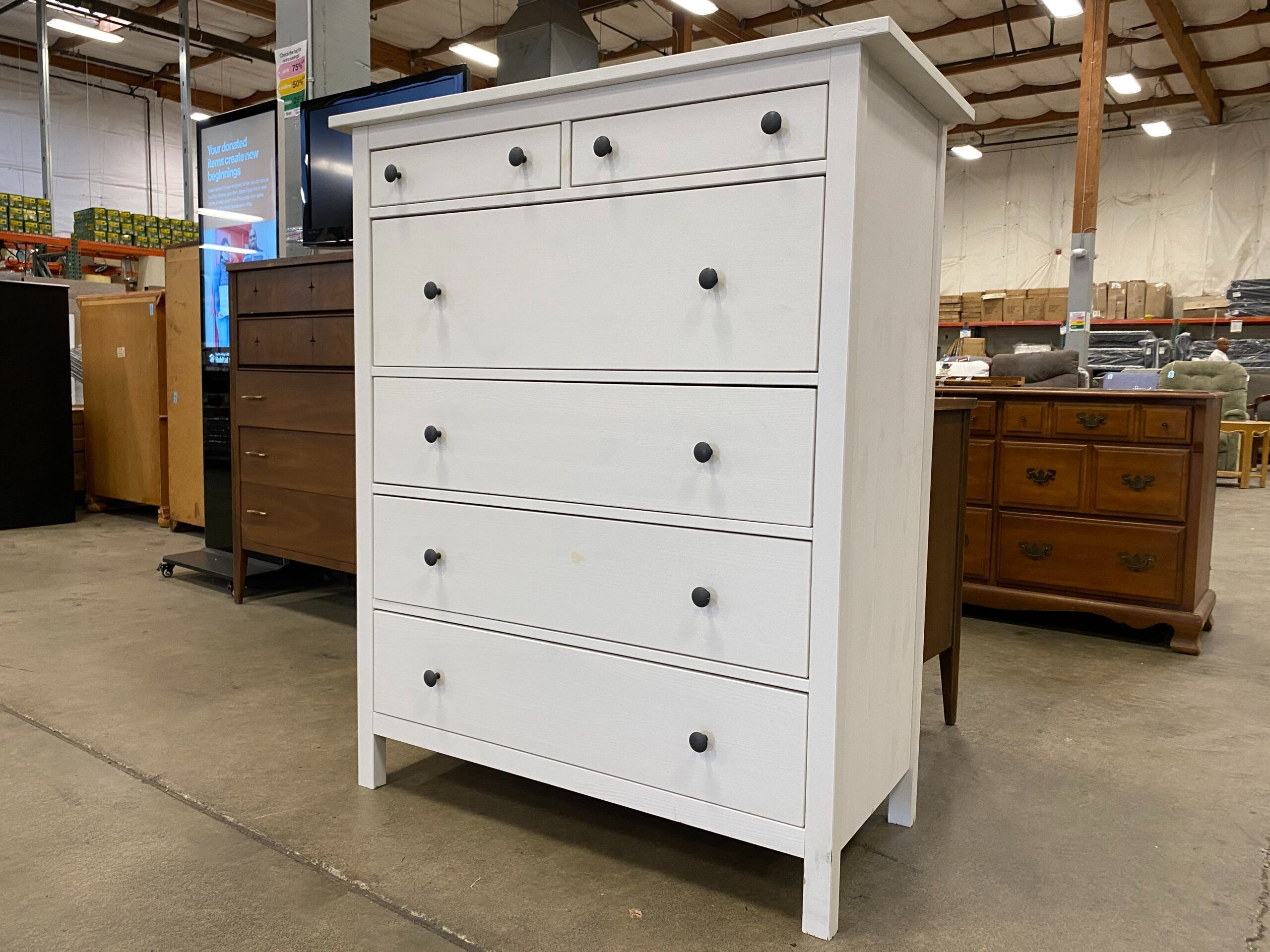 White 6 Drawer Tallboy Dresser
