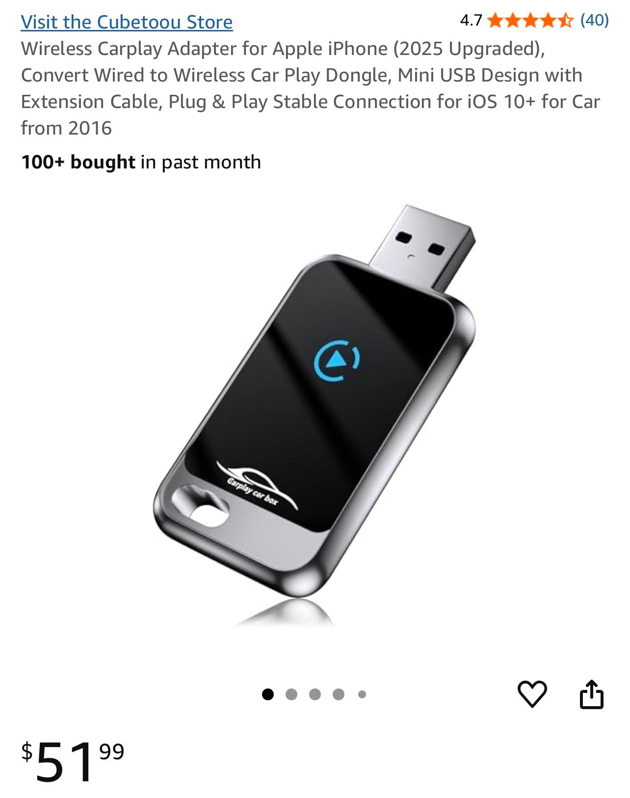 Wireless Carplay Adapter for Apple iPhone
