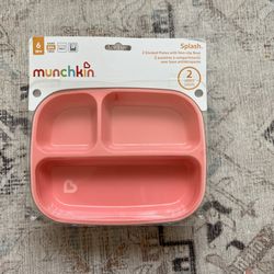 Munchkin 2pk Splash toddler Divided Plates - Pink/purple 
