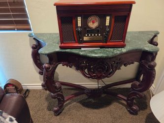 Tablewood carved large heavy marble top perfect