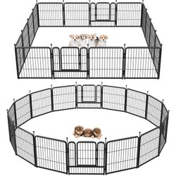 Dog Playpen Outdoor, 16 Panels 24" Height Dog Fence Exercise Pen with Doors for Small Dogs, Pet Puppy Playpen for RV, Camping, Yard