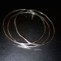 ° 3 Silver Plated Stackable Bangle Bracelets