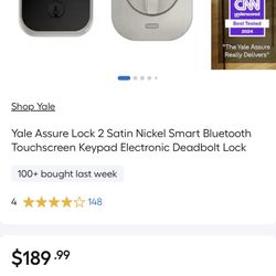 Yale Assure Lock 2 Satin Nickel Smart Bluetooth Touchscreen Keypad Electronic Deadbolt Lock