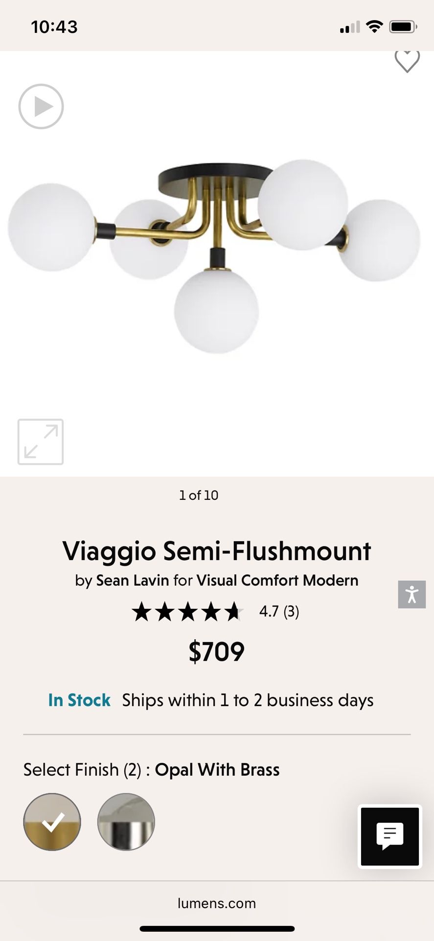 Viaggio Semi-Flushmount - New In Box Originally $800