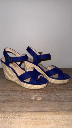 Blue Suede Open Toe Sandals SZ 8