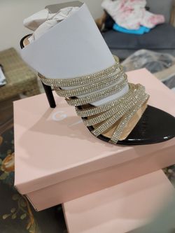 Rhinestone High Heels Gold And Black New In Box 