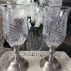 Two Crystal Candle Holders
