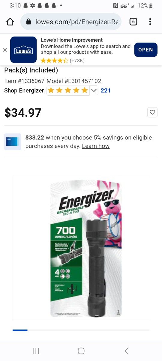 Energizer Rechargeable LED Flashlight