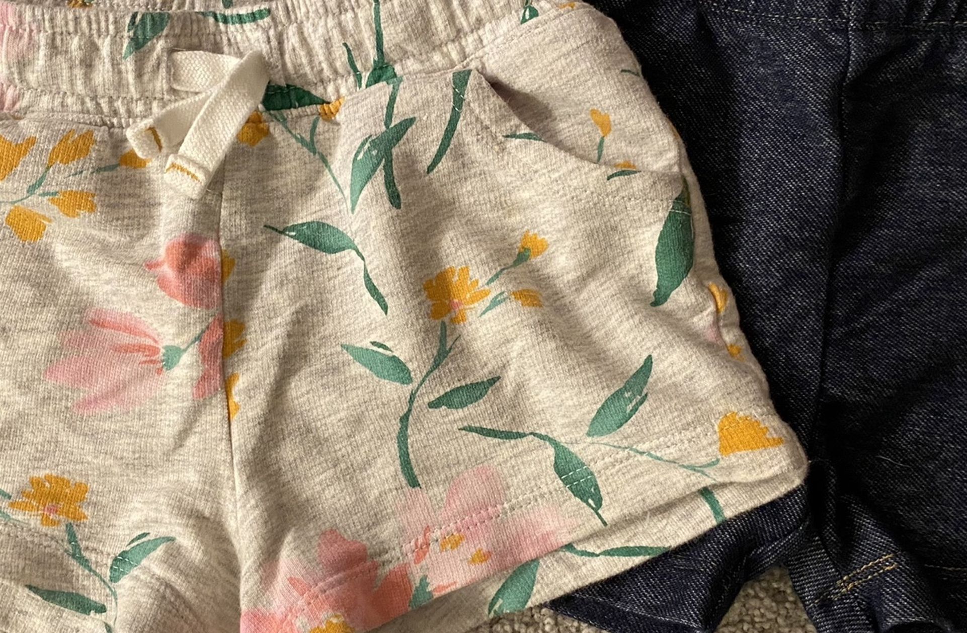 Girls 18-24 Month Floral And Jean Shorts