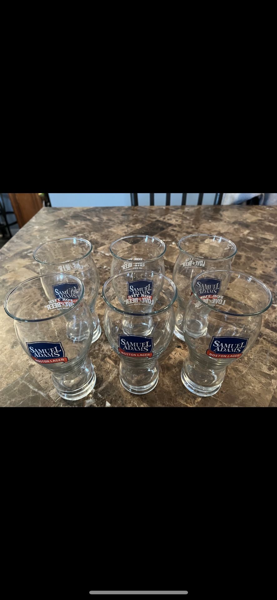 6 SAM ADAMS Boston Lager Pint Glasses