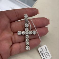 Diamond Cross Pendant White Gold 14kt 14.5 Grms 