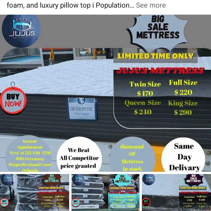 🔥🔥TWIN,FULL,QUEEN AND KING MATTRESS STARTING AT $150‼️A SET BEST PRICE IN TOWN BEST PRICE ON  BRAND NEW PLUSH TOP MATTRESS ORTHOPEDIC 🔥🔥