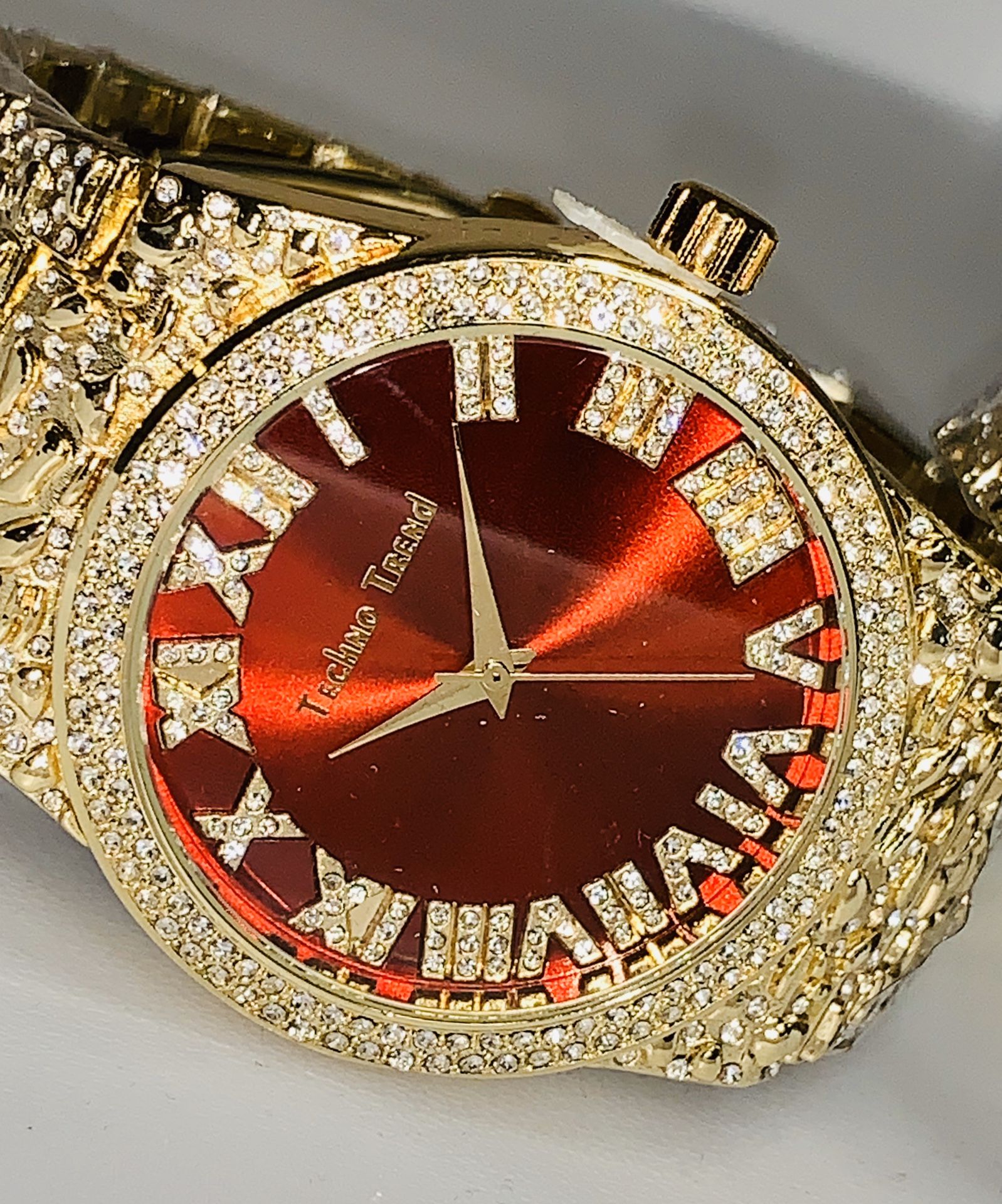 22k stainless steel Nugget watch and bracelet set created with lab diamonds