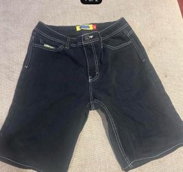Black Empyre shorts with red fire hydrant graphic on the back pocket #skater #firehydrant