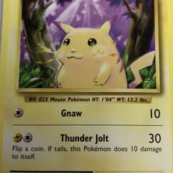 Shadowless Pikachu Pokemon Trading Card 1995