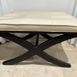 White Leather Ottoman