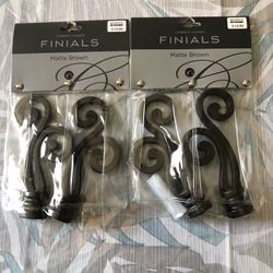 Cambria Matt Brown Finials - Set Of 4, NEW