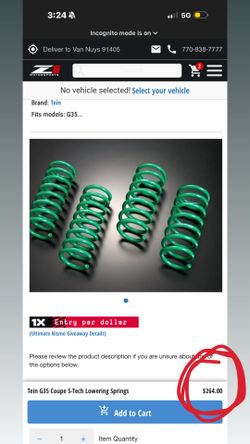 Tein G35 Lowering Springs