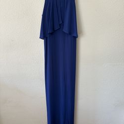 BCBG Max Azria Long Dress, Round Neck, Blue, Size XS