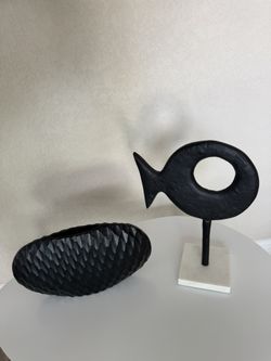 Black Metal Fish art and ceramic vase