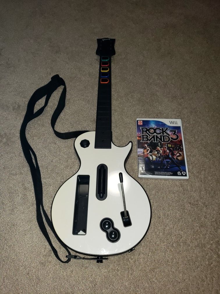 Rock Band 3 for Nintendo Wii (BRAND NEW) w/ Wii Gibson Les Paul guitar