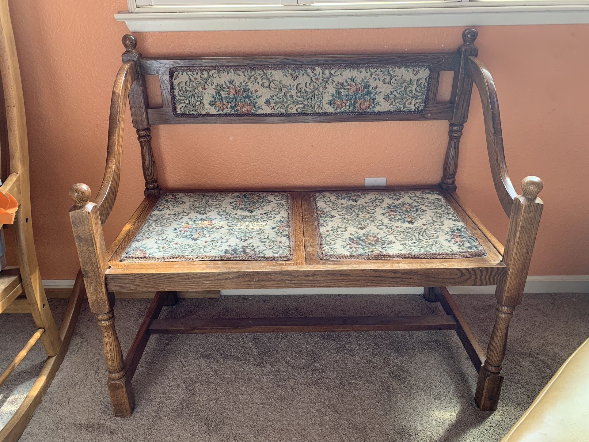 Antique Oak Hall Bench