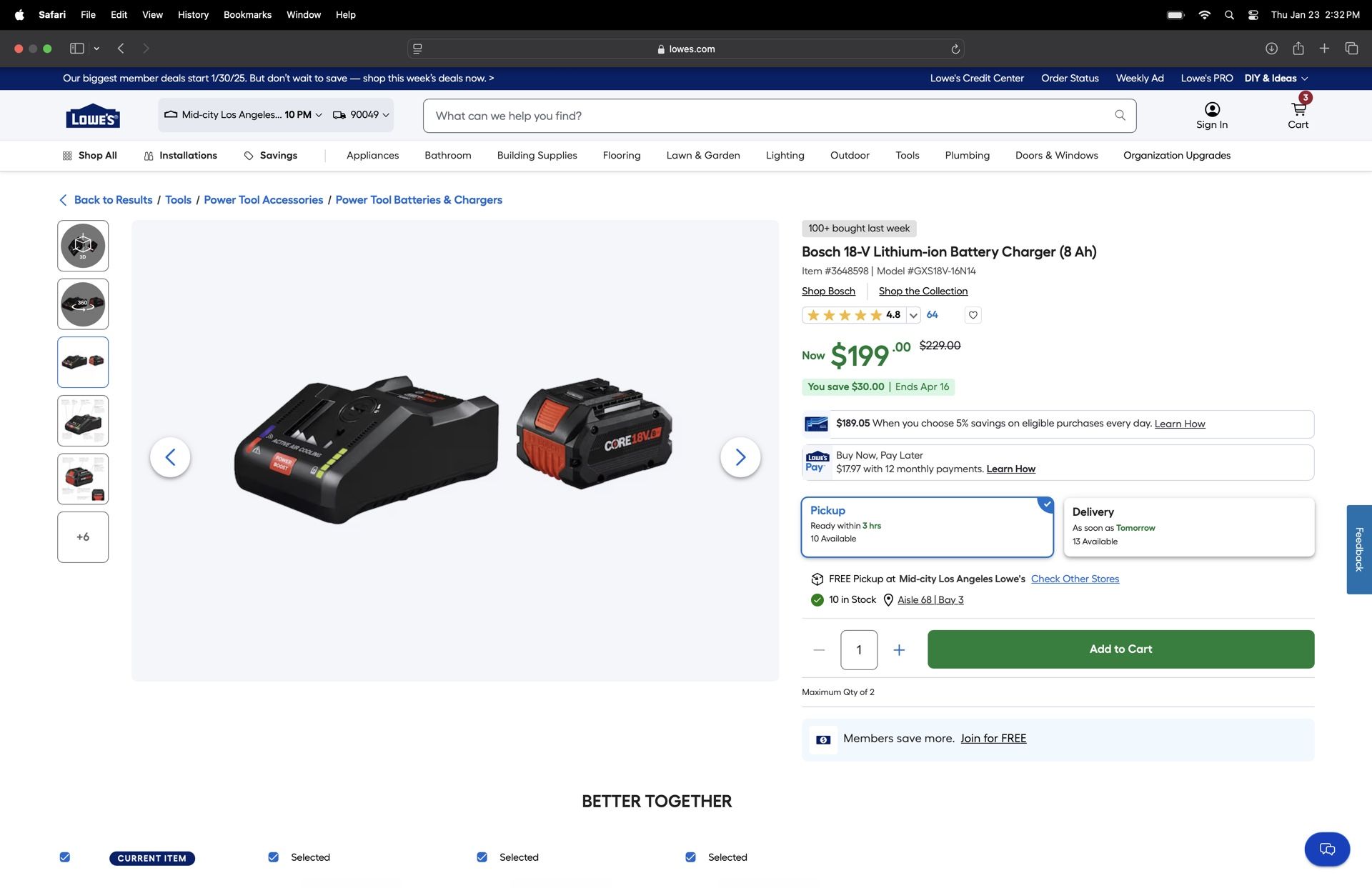 Bosch 18 V Lithium Ion Battery Charger (8 Ah)
