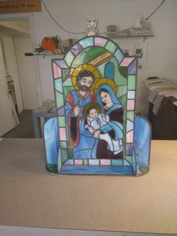 Stained Glass Nativity Scene 