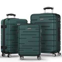 Sunbee 3 Piece Luggage Sets, ABS Hardshell  with TSA Lock Lightweight Durable spinning wheels
